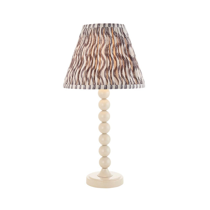 Higgledy And Ripple 25cm Pearl Grey Shade Table Lamp With Gloss Almond White Base