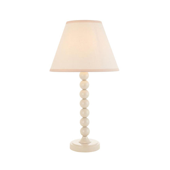 Higgledy And Ivy 25cm Vintage White Shade Table Lamp With High Gloss Almond White Base