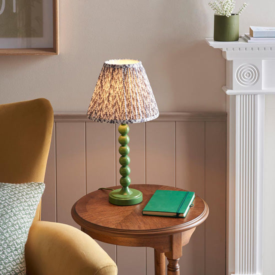 Higgledy And Leaf 25cm Pearl Grey Shade Table Lamp With High Gloss Cotswold Green Base