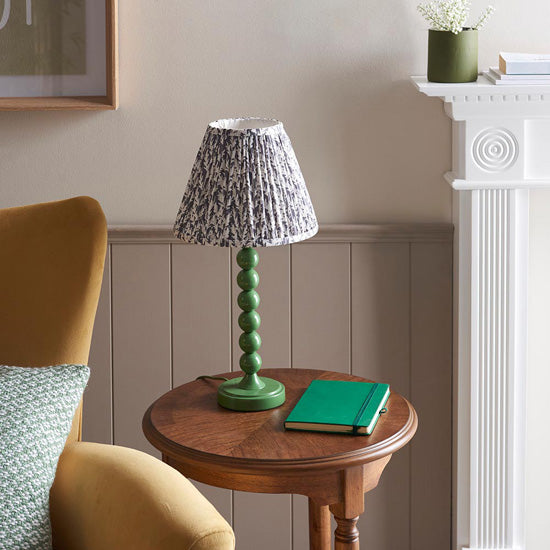 Higgledy And Leaf 25cm Pearl Grey Shade Table Lamp With High Gloss Cotswold Green Base
