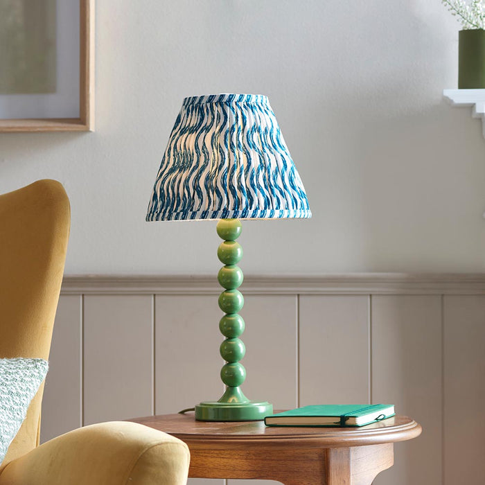 Higgledy And Ripple 25cm Marlin Blue Shade Table Lamp With Gloss Cotswold Green Base