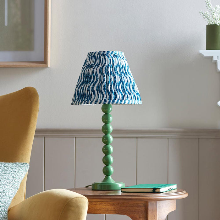 Higgledy And Ripple 25cm Marlin Blue Shade Table Lamp With Gloss Cotswold Green Base