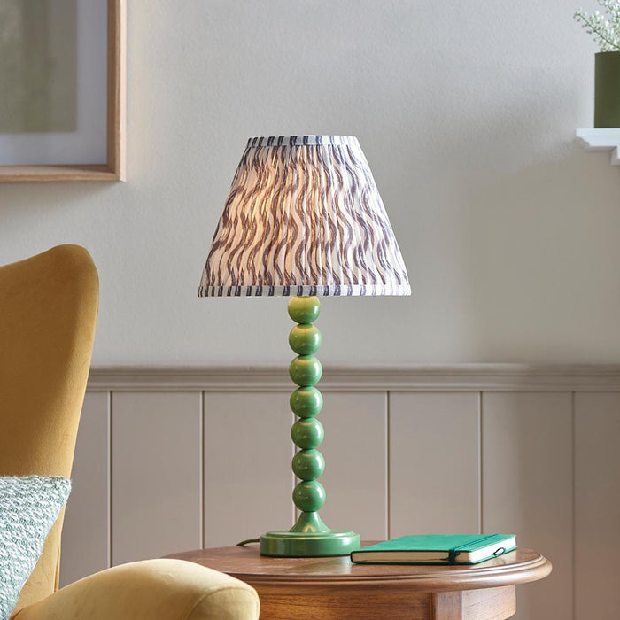 Higgledy And Ripple 25cm Pearl Grey Shade Table Lamp With Gloss Cotswold Green Base