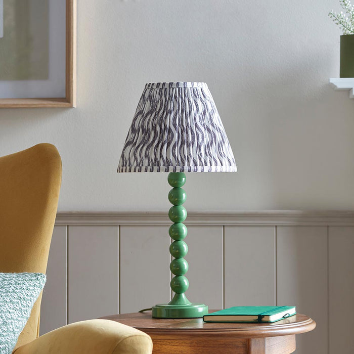 Higgledy And Ripple 25cm Pearl Grey Shade Table Lamp With Gloss Cotswold Green Base