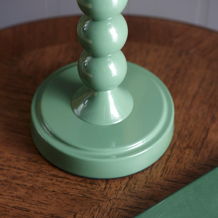 Higgledy And Ripple 25cm Pearl Grey Shade Table Lamp With Gloss Cotswold Green Base