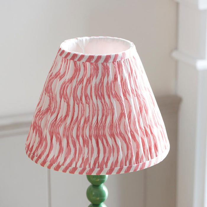 Higgledy And Ripple 25cm Coral Pink Shade Table Lamp With Gloss Cotswold Green Base