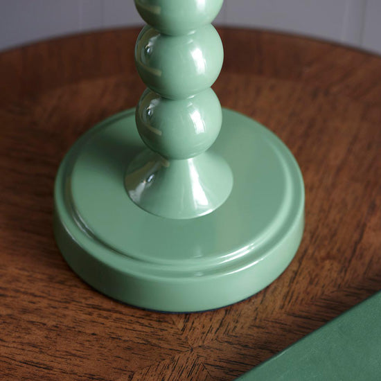 Higgledy And Ikat 25cm Neutral Shade Table Lamp With High Gloss Cotswold Green Base