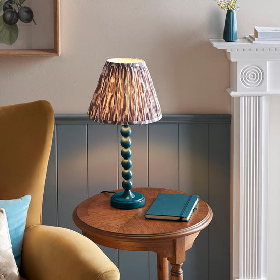 Higgledy And Ikat 25cm Pearl Grey Shade Table Lamp With High Gloss Marlin Blue Base