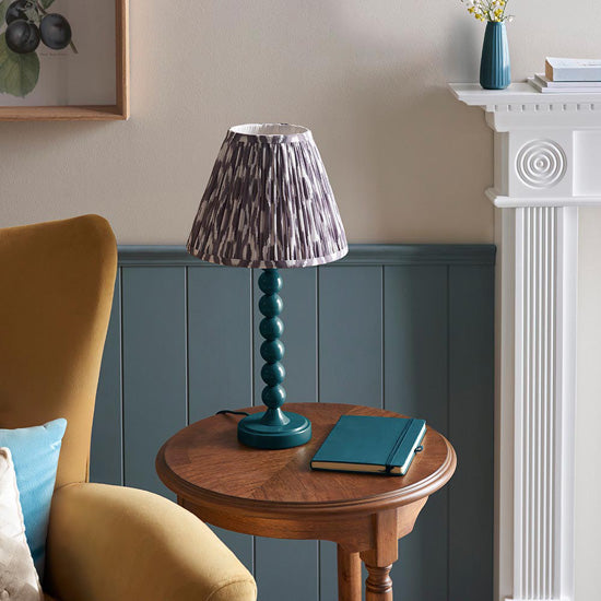 Higgledy And Ikat 25cm Pearl Grey Shade Table Lamp With High Gloss Marlin Blue Base