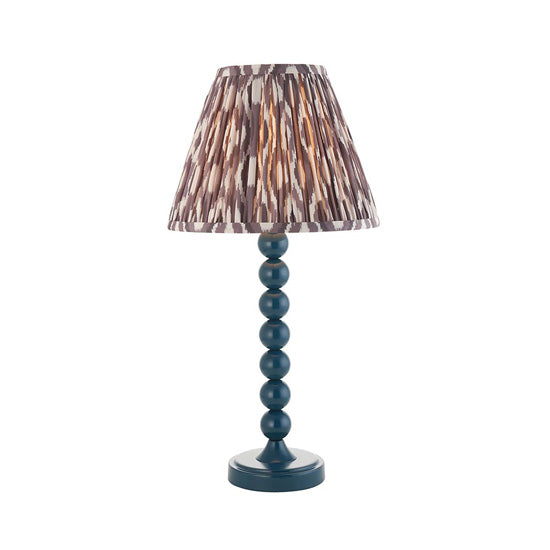 Higgledy And Ikat 25cm Pearl Grey Shade Table Lamp With High Gloss Marlin Blue Base