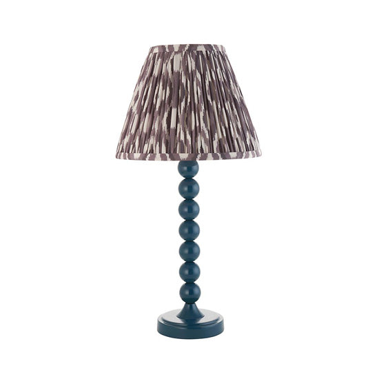 Higgledy And Ikat 25cm Pearl Grey Shade Table Lamp With High Gloss Marlin Blue Base
