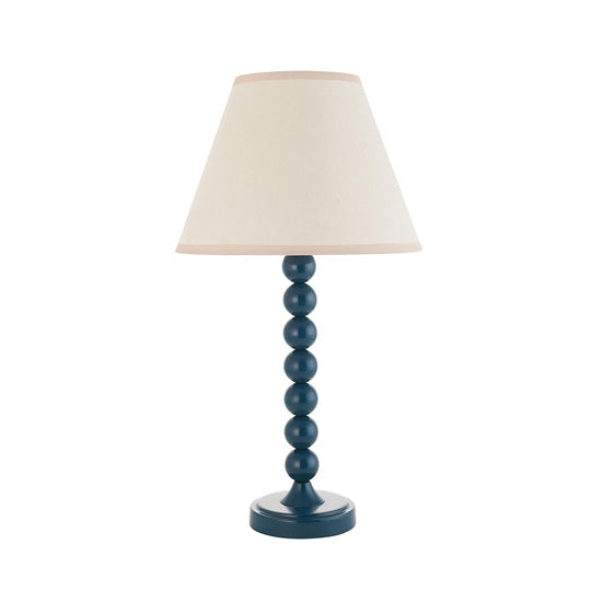 Higgledy And Ivy 25cm Vintage White Shade Table Lamp With High Gloss Marlin Blue Base