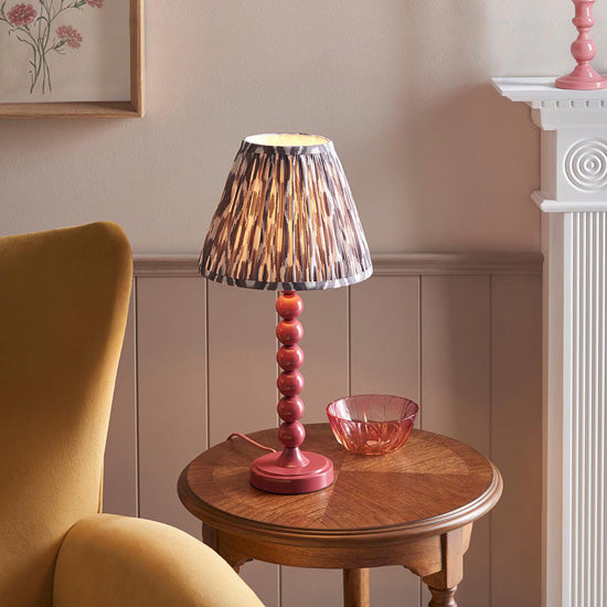 Higgledy And Ikat 25cm Pearl Grey Shade Table Lamp With High Gloss Pink Clay Base