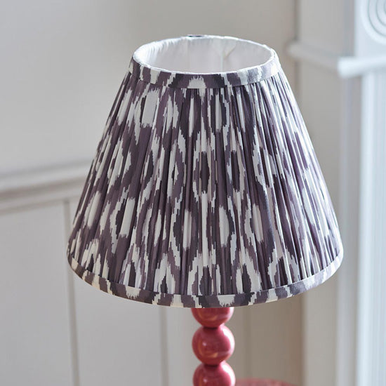 Higgledy And Ikat 25cm Pearl Grey Shade Table Lamp With High Gloss Pink Clay Base