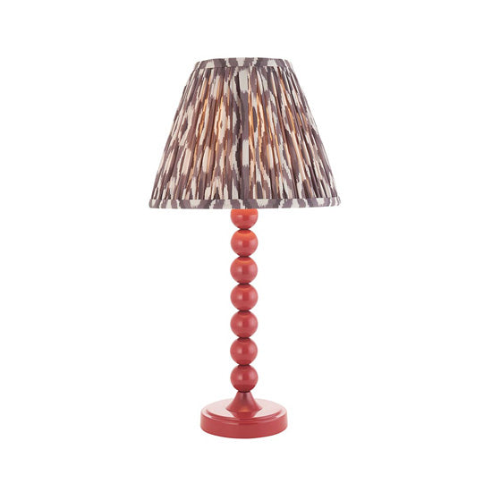 Higgledy And Ikat 25cm Pearl Grey Shade Table Lamp With High Gloss Pink Clay Base