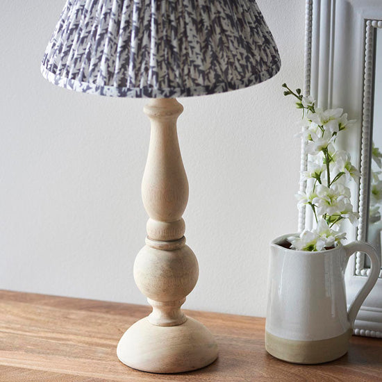 Hidcote And Leaf 30cm Pearl Grey Shade Table Lamp With Country Classic Base