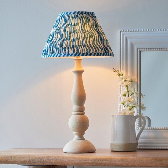 Hidcote And Ripple 30cm Marlin Blue Shade Table Lamp With Country Classic Base