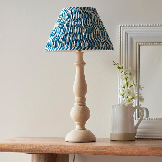 Hidcote And Ripple 30cm Marlin Blue Shade Table Lamp With Country Classic Base
