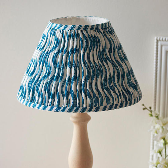 Hidcote And Ripple 30cm Marlin Blue Shade Table Lamp With Country Classic Base