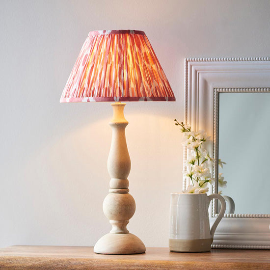 Hidcote And Ikat 30cm Coral Pink Shade Table Lamp With Country Classic Base