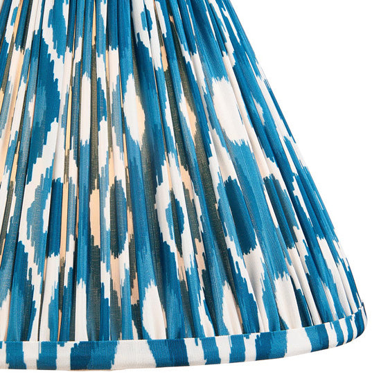 Hidcote And Ikat 30cm Marlin Blue Shade Table Lamp With Country Classic Base