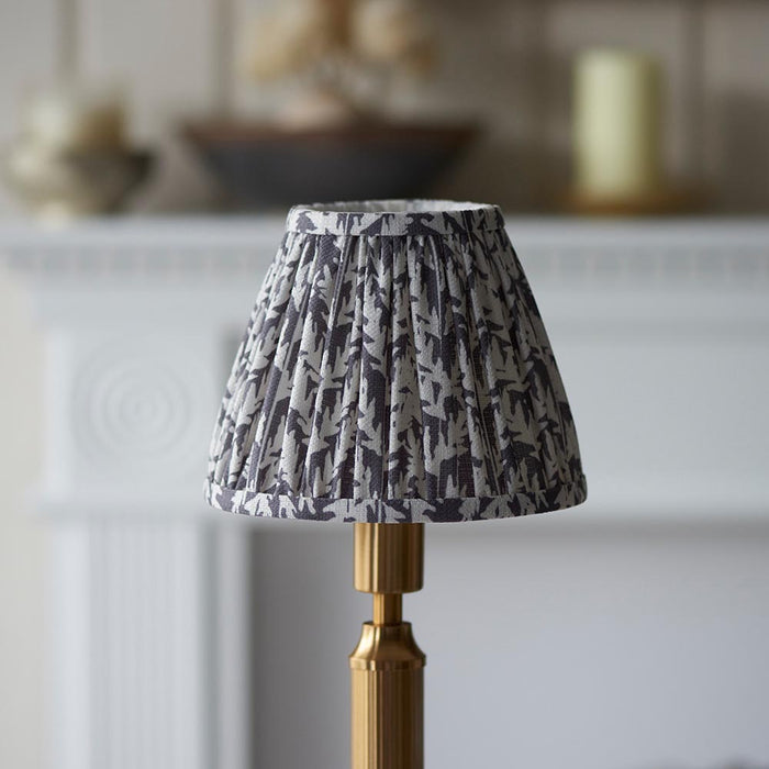 Trobridge Rechargeable And Leaf 16cm Pearl Grey Shade Table Lamp In Brushed Aged Brass