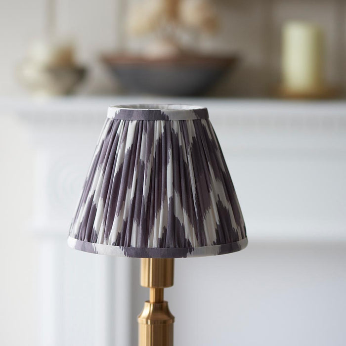 Trobridge Rechargeable And Zigzag 16cm Pearl Grey Shade Table Lamp In Brushed Aged Brass