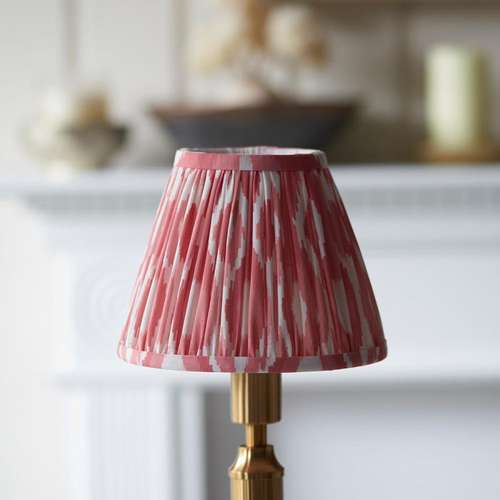 Trobridge Rechargeable And Ikat 16cm Coral Pink Shade Table Lamp In Brushed Aged Brass