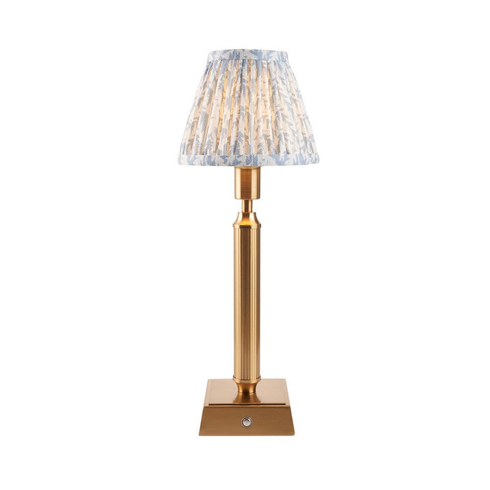 Trobridge Rechargeable And Leaf 16cm Shell Bay Blue Shade Table Lamp In Brushed Aged Brass