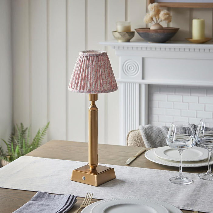 Trobridge Rechargeable And Leaf 16cm Peachy Keen Shade Table Lamp In Brushed Aged Brass