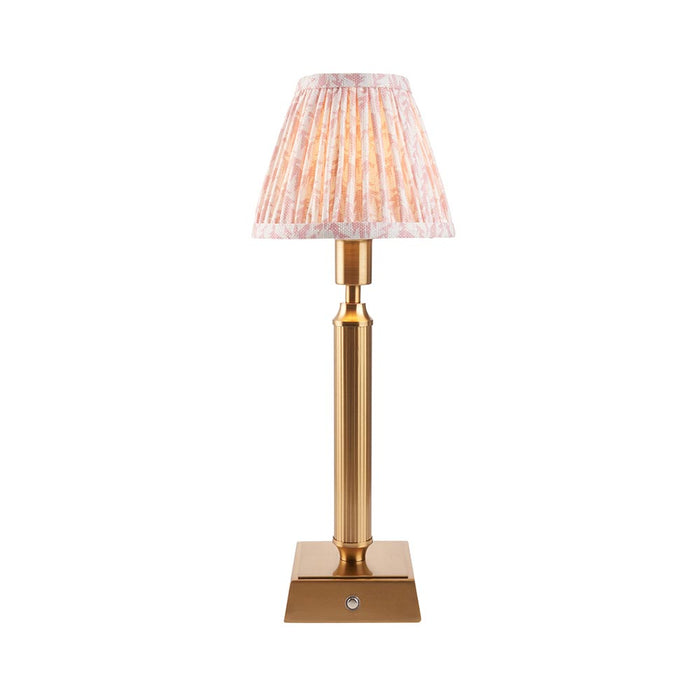 Trobridge Rechargeable And Leaf 16cm Peachy Keen Shade Table Lamp In Brushed Aged Brass