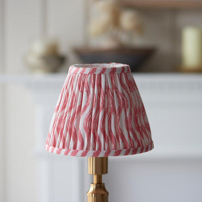 Trobridge Rechargeable And Ripple 16cm Coral Pink Shade Table Lamp In Brushed Aged Brass