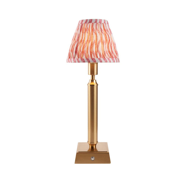 Trobridge Rechargeable And Ripple 16cm Coral Pink Shade Table Lamp In Brushed Aged Brass