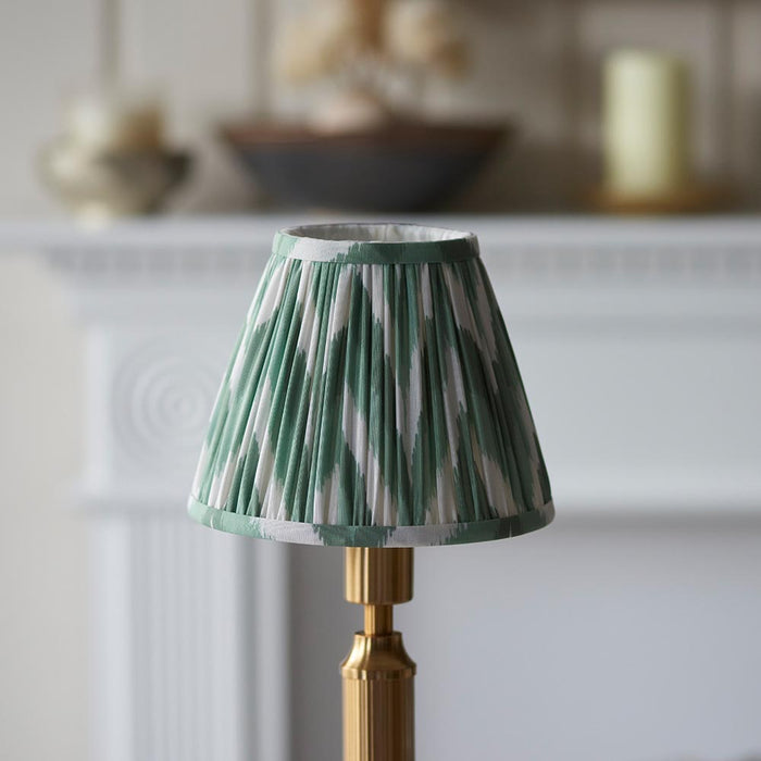 Trobridge Rechargeable And Zigzag 16cm Cotswold Green Shade Table Lamp In Brushed Aged Brass
