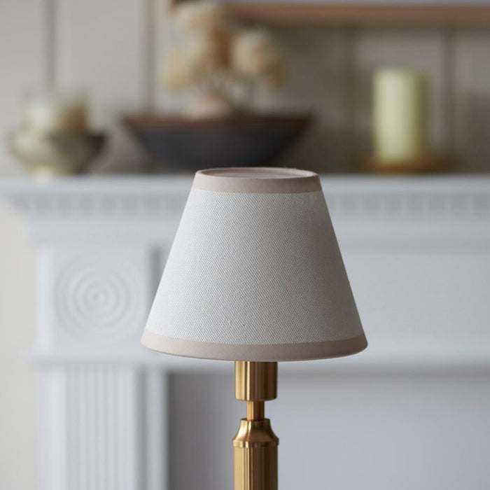 Trobridge Rechargeable And Ivy 16cm Vintage White Shade Table Lamp In Brushed Aged Brass