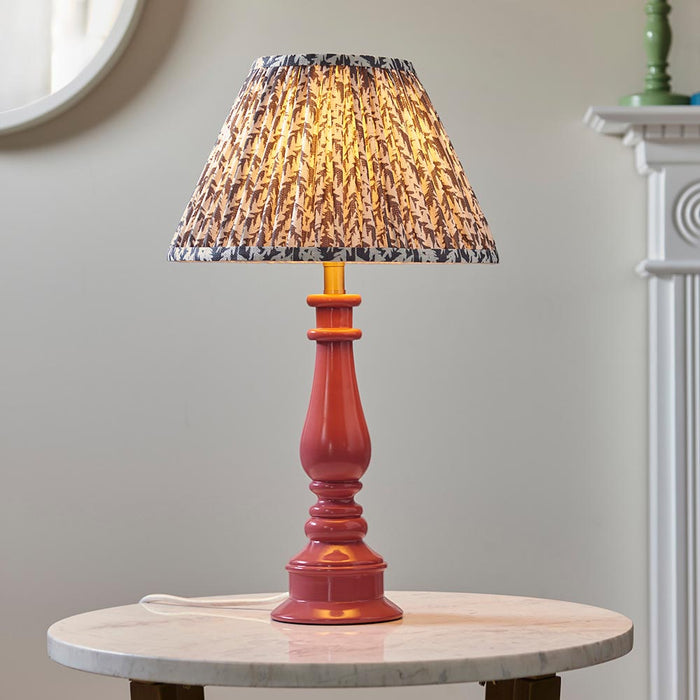 Myrtle And Leaf 30cm Pearl Grey Shade Table Lamp With Gloss Pink Clay Base