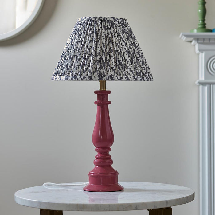 Myrtle And Leaf 30cm Pearl Grey Shade Table Lamp With Gloss Pink Clay Base