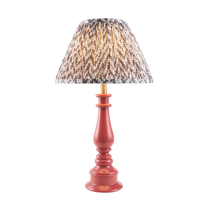 Myrtle And Leaf 30cm Pearl Grey Shade Table Lamp With Gloss Pink Clay Base