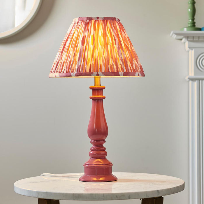 Myrtle And Ikat 30cm Coral Pink Shade Table Lamp With Gloss Pink Clay Base