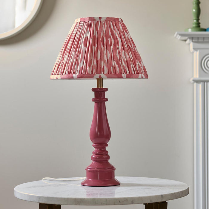 Myrtle And Ikat 30cm Coral Pink Shade Table Lamp With Gloss Pink Clay Base