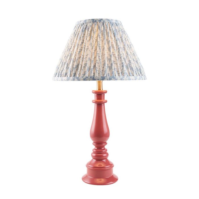 Myrtle And Leaf 30cm Shell Bay Blue Shade Table Lamp With Gloss Pink Clay Base