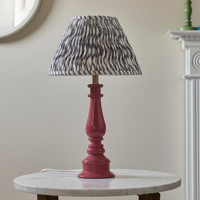 Myrtle And Ripple 30cm Pearl Grey Shade Table Lamp With Gloss Pink Clay Base