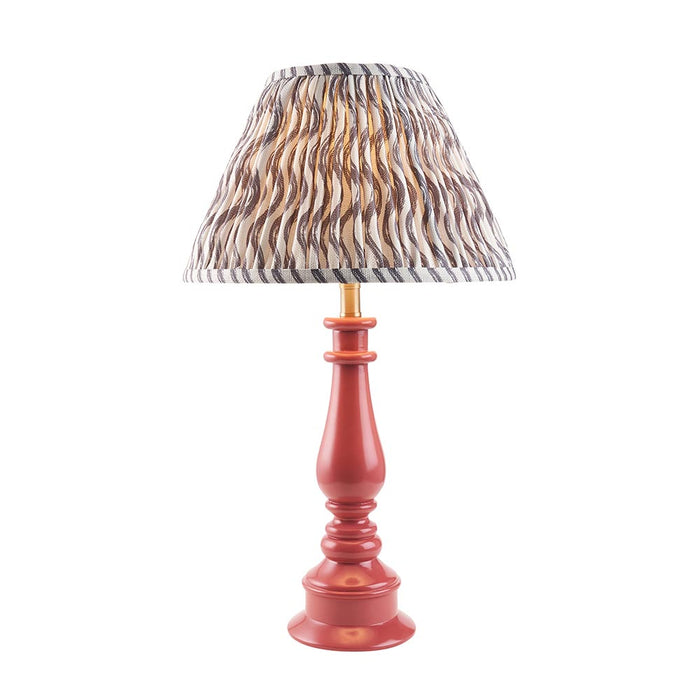 Myrtle And Ripple 30cm Pearl Grey Shade Table Lamp With Gloss Pink Clay Base