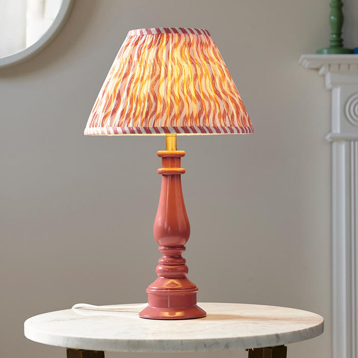 Myrtle And Ripple 30cm Coral Pink Shade Table Lamp With Gloss Pink Clay Base