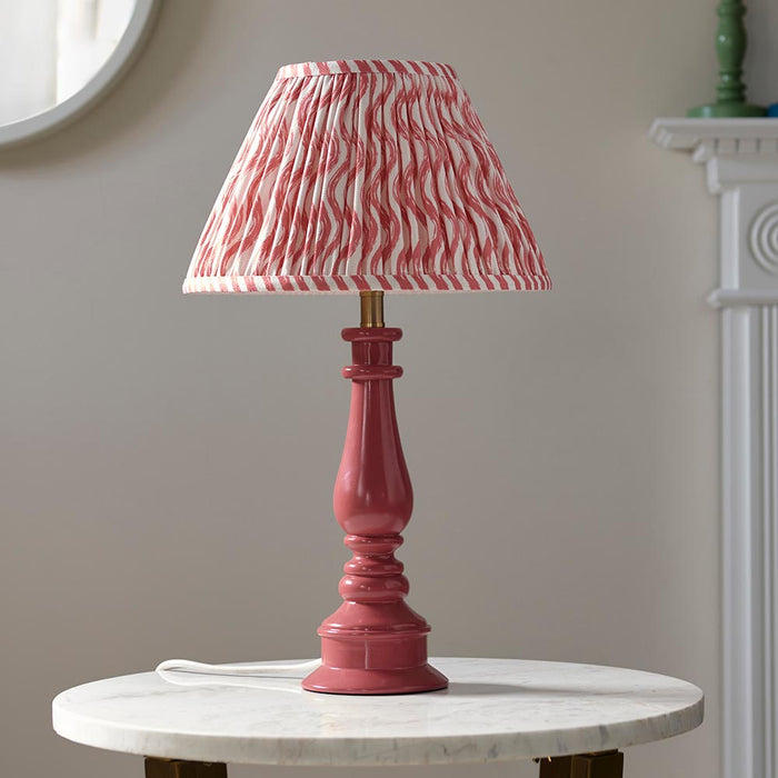 Myrtle And Ripple 30cm Coral Pink Shade Table Lamp With Gloss Pink Clay Base