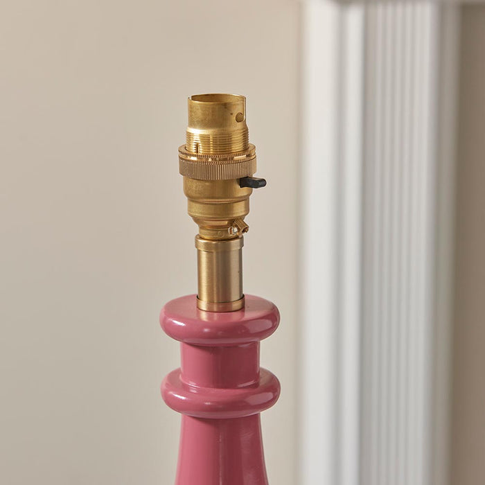 Myrtle And Ripple 30cm Coral Pink Shade Table Lamp With Gloss Pink Clay Base