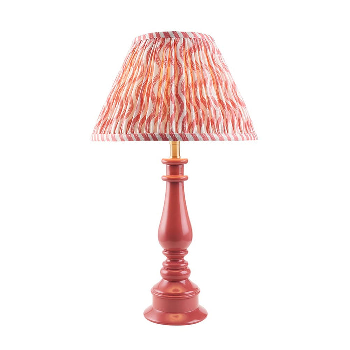 Myrtle And Ripple 30cm Coral Pink Shade Table Lamp With Gloss Pink Clay Base