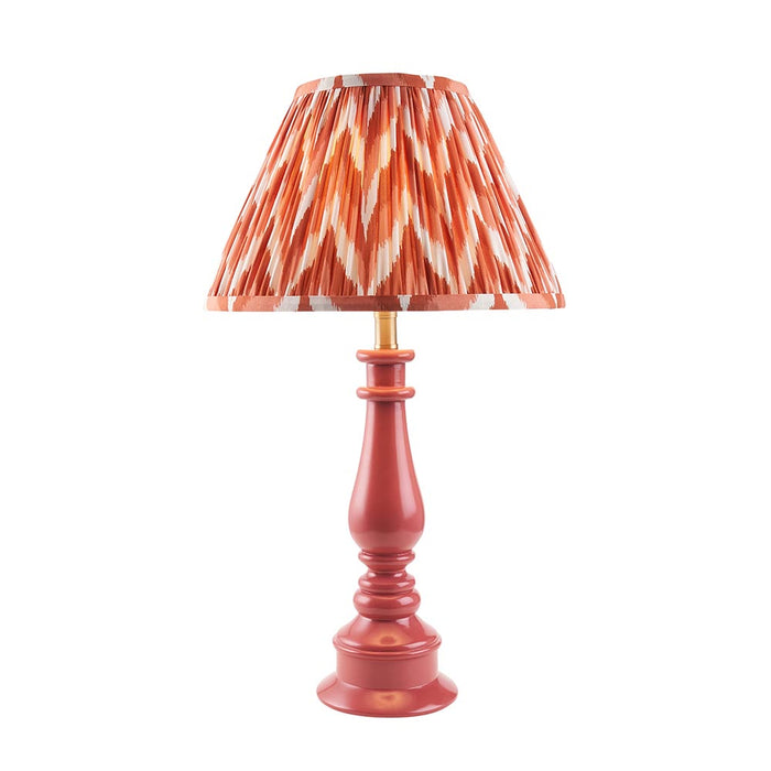 Myrtle And Zigzag 30cm Apricot Orange Shade Table Lamp With Gloss Pink Clay Base