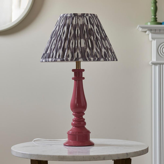 Myrtle And Ikat 30cm Pearl Grey Shade Table Lamp With Gloss Pink Clay Base
