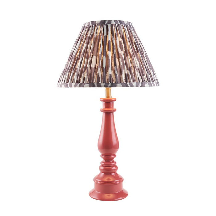Myrtle And Ikat 30cm Pearl Grey Shade Table Lamp With Gloss Pink Clay Base